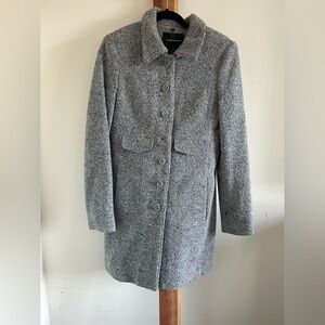 Club Monaco Textured Gray Wool Blend Button Front Lined Overcoat Size S